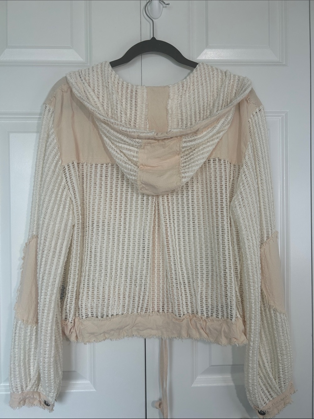 POL Beige & Cream Open-Weave Hooded Button Utility Jacket - Picture 5 of 7